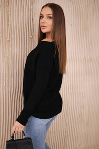 Sweater with V neckline 2019 - 11 / – Black цвет / color | Lexline Fashion