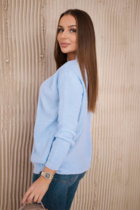 Sweater with V neckline 2019 - 11 / – Blue цвет / color | Lexline Fashion