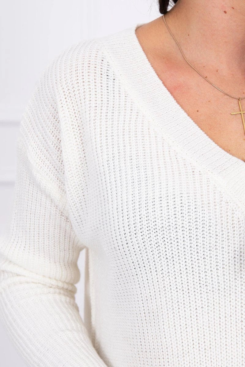 Sweater with V neckline 2019 - 11 / – Ecru цвет / color | Lexline Fashion
