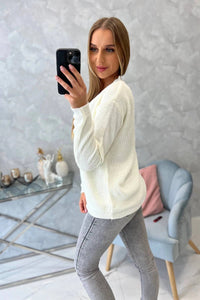Sweater with V neckline 2019 - 11 / – Ecru цвет / color | Lexline Fashion