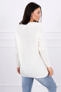Sweater with V neckline 2019 - 11 / – Ecru цвет / color | Lexline Fashion