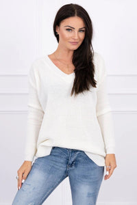 Sweater with V neckline 2019 - 11 / – Ecru цвет / color | Lexline Fashion