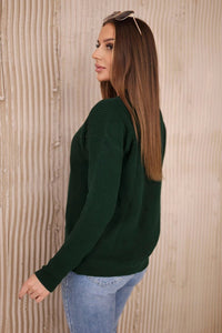 Sweater with V neckline 2019 - 11 / – Green || Dark цвет / color | Lexline Fashion