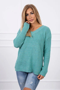 Sweater with V neckline 2019 - 11 / – Green || Light цвет / color | Lexline Fashion