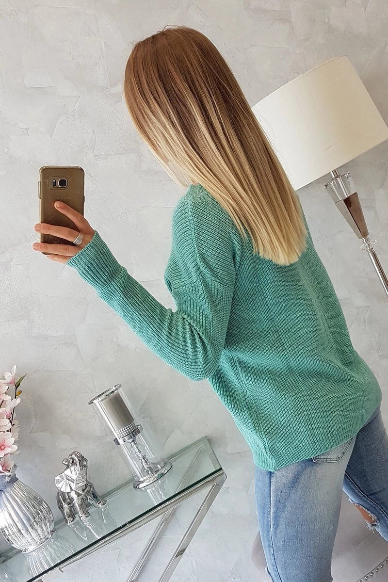 Sweater with V neckline 2019 - 11 / – Green || Light цвет / color | Lexline Fashion