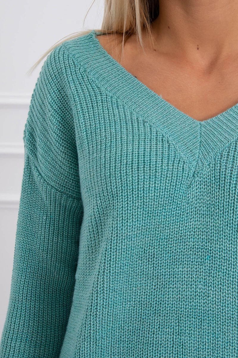 Sweater with V neckline 2019 - 11 / – Green || Light цвет / color | Lexline Fashion