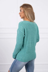 Sweater with V neckline 2019 - 11 / – Green || Light цвет / color | Lexline Fashion