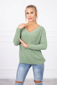 Sweater with V neckline 2019 - 11 / – Mint || Dark цвет / color | Lexline Fashion