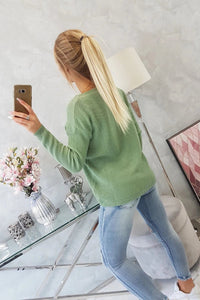 Sweater with V neckline 2019 - 11 / – Mint || Dark цвет / color | Lexline Fashion