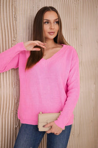 Sweater with V neckline 2019 - 11 / – Pink || Light цвет / color | Lexline Fashion