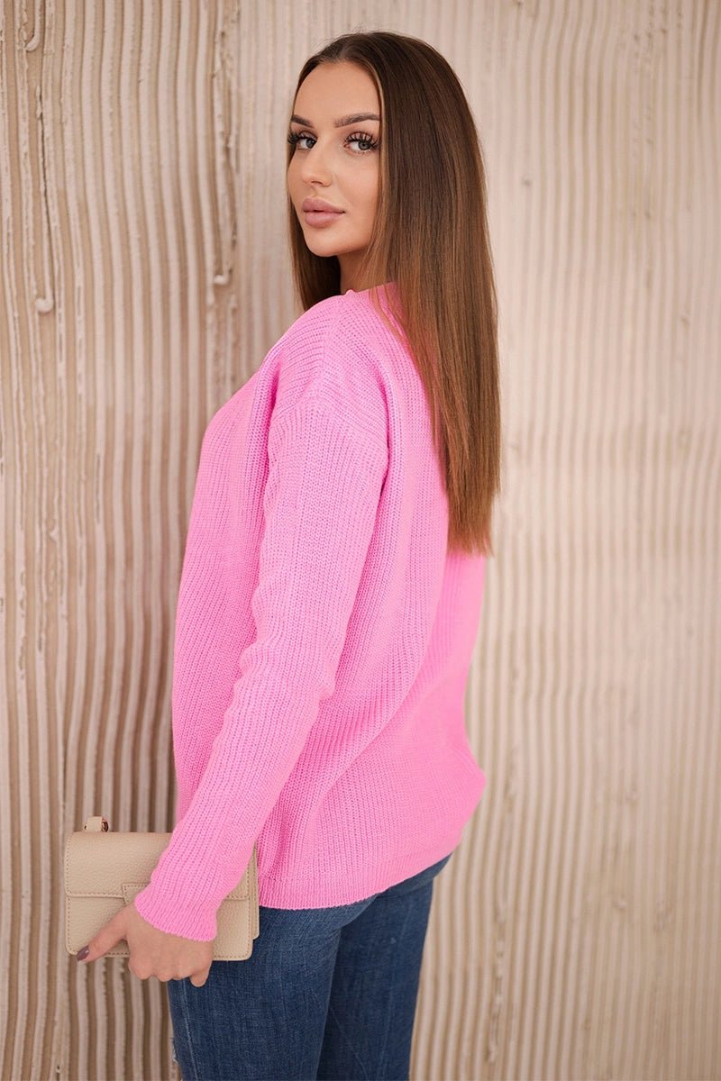 Sweater with V neckline 2019 - 11 / – Pink || Light цвет / color | Lexline Fashion
