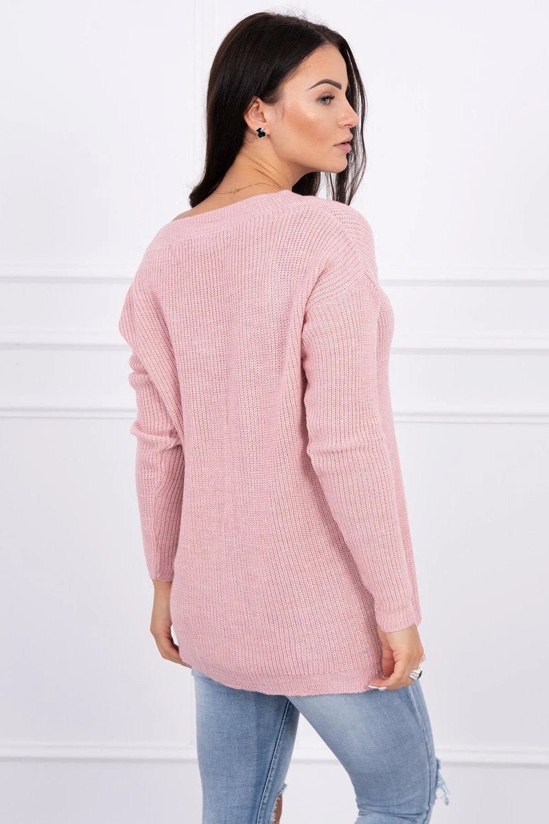 Sweater with V neckline 2019 - 11 / – Powder цвет / color | Lexline Fashion
