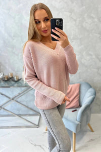 Sweater with V neckline 2019 - 11 / – Powder цвет / color | Lexline Fashion