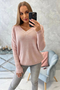 Sweater with V neckline 2019 - 11 / – Powder цвет / color | Lexline Fashion