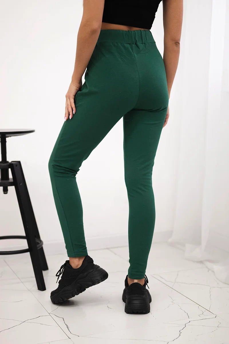 Sweatpants tied at the waist 9393 / – Dark || green цвет / color | Lexline Fashion