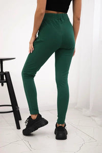 Sweatpants tied at the waist 9393 / – Dark || green цвет / color | Lexline Fashion