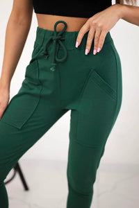 Sweatpants tied at the waist 9393 / – Dark || green цвет / color | Lexline Fashion