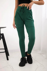 Sweatpants tied at the waist 9393 / – Dark || green цвет / color | Lexline Fashion