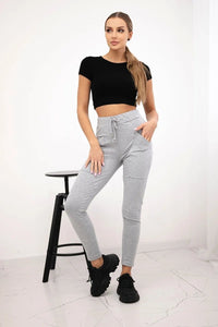 Sweatpants tied at the waist 9393 / – Gray цвет / color | Lexline Fashion