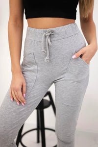 Sweatpants tied at the waist 9393 / – Gray цвет / color | Lexline Fashion