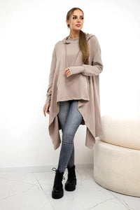 Sweatshirt flared at the bottom 9385 / – Beige цвет / color | Lexline Fashion