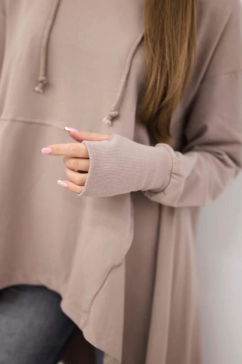 Sweatshirt flared at the bottom 9385 / – Beige цвет / color | Lexline Fashion