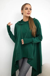 Sweatshirt flared at the bottom 9385 / – Dark || green цвет / color | Lexline Fashion