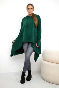 Sweatshirt flared at the bottom 9385 / – Dark || green цвет / color | Lexline Fashion