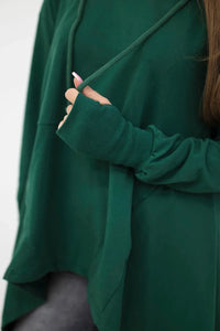 Sweatshirt flared at the bottom 9385 / – Dark || green цвет / color | Lexline Fashion
