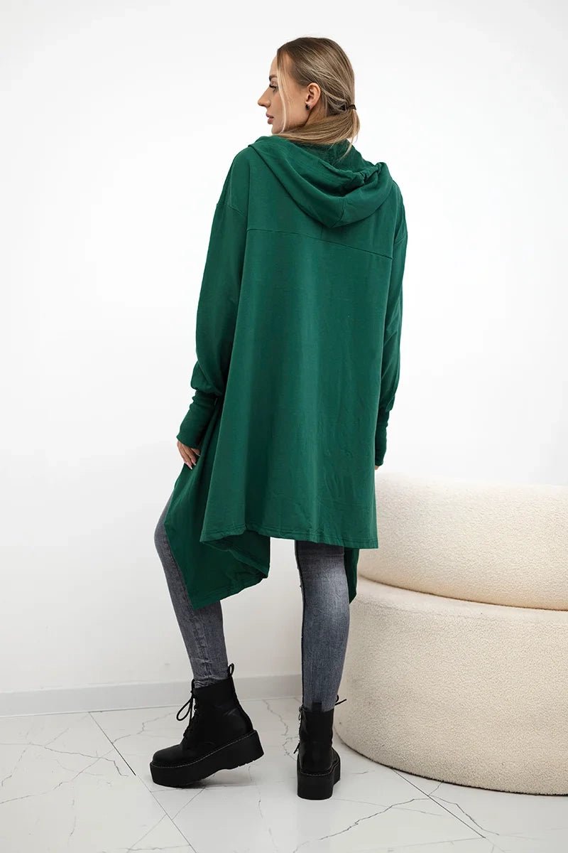 Sweatshirt flared at the bottom 9385 / – Dark || green цвет / color | Lexline Fashion