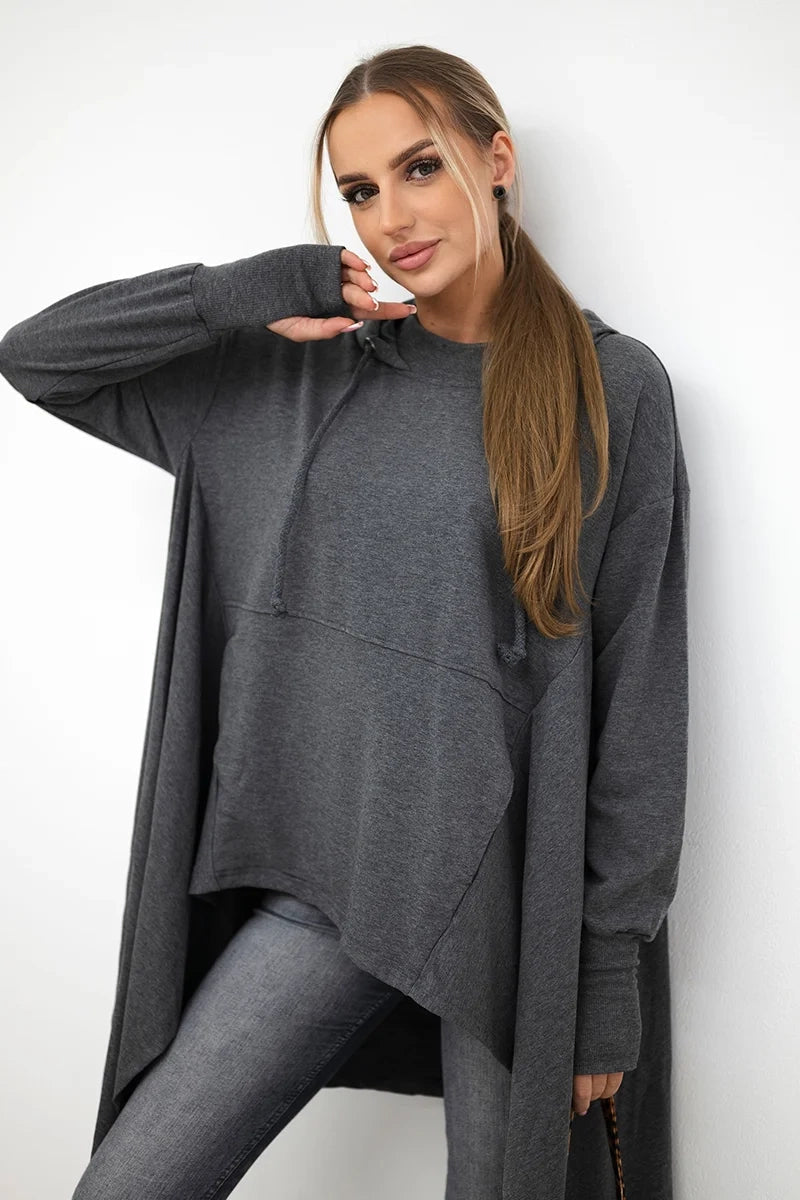 Sweatshirt flared at the bottom 9385 / – Graphite цвет / color | Lexline Fashion