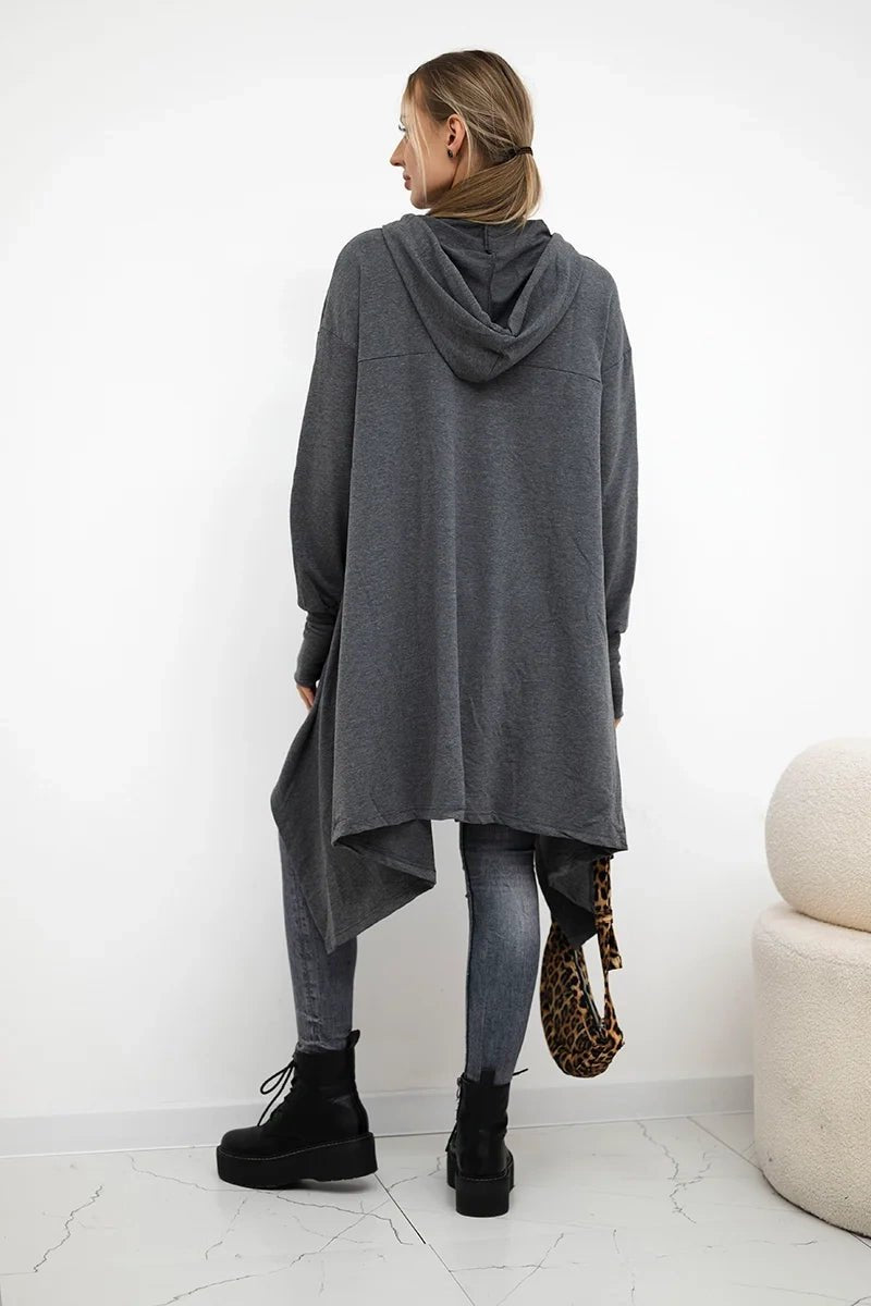 Sweatshirt flared at the bottom 9385 / – Graphite цвет / color | Lexline Fashion