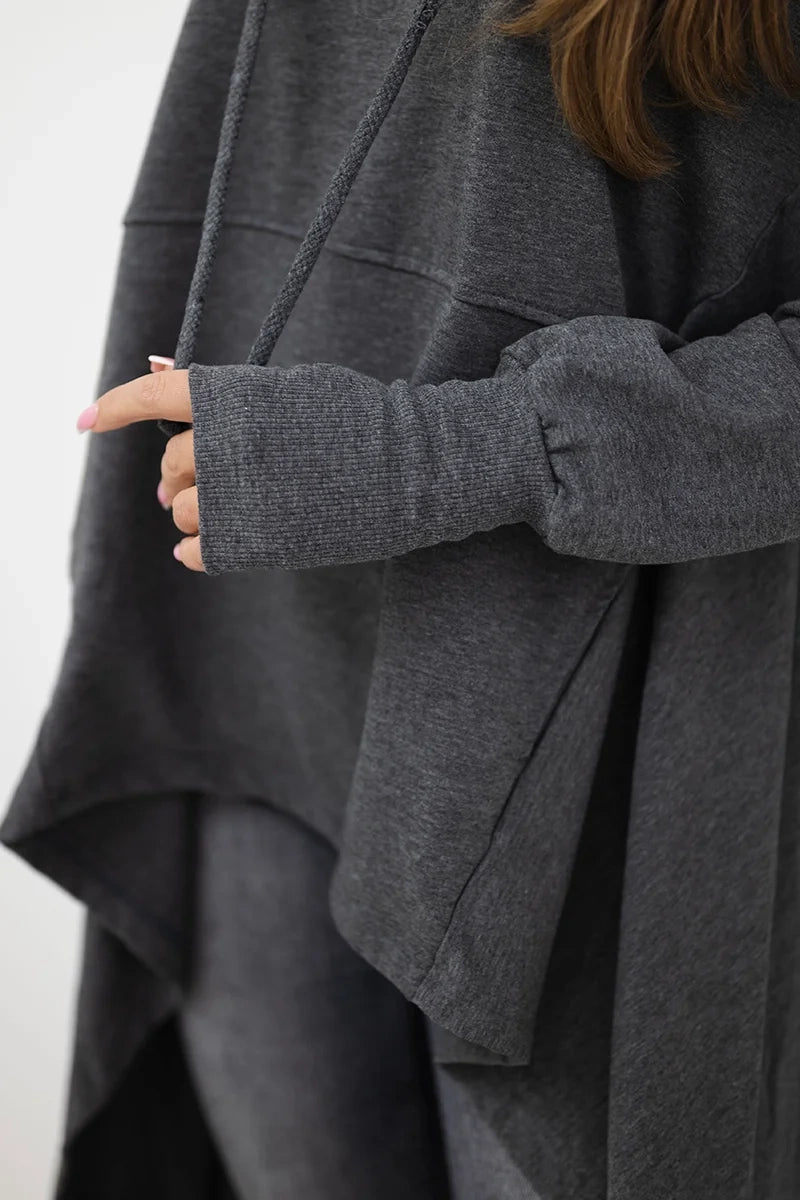 Sweatshirt flared at the bottom 9385 / – Graphite цвет / color | Lexline Fashion