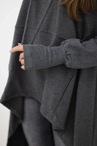 Sweatshirt flared at the bottom 9385 / – Graphite цвет / color | Lexline Fashion