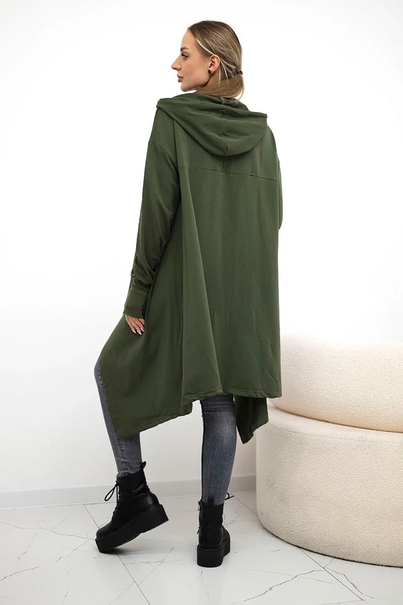 Sweatshirt flared at the bottom 9385 / – Khaki цвет / color | Lexline Fashion