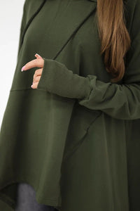 Sweatshirt flared at the bottom 9385 / – Khaki цвет / color | Lexline Fashion