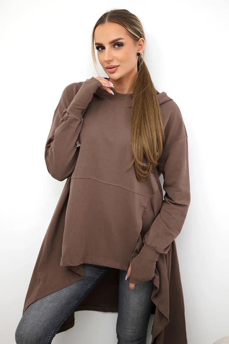 Sweatshirt flared at the bottom 9385 / – Mocca цвет / color | Lexline Fashion