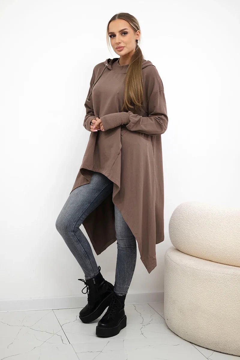 Sweatshirt flared at the bottom 9385 / – Mocca цвет / color | Lexline Fashion
