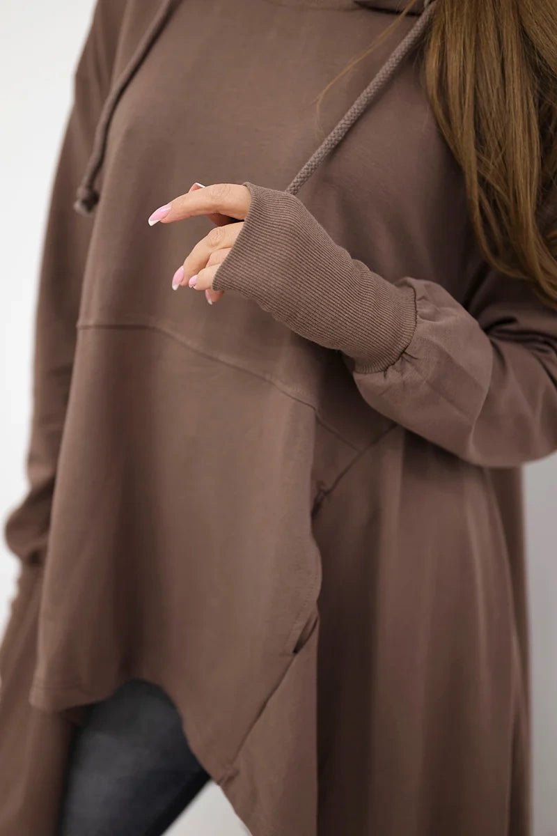 Sweatshirt flared at the bottom 9385 / – Mocca цвет / color | Lexline Fashion