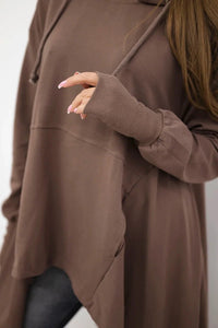 Sweatshirt flared at the bottom 9385 / – Mocca цвет / color | Lexline Fashion