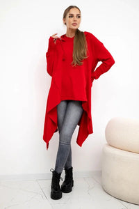 Sweatshirt flared at the bottom 9385 / – Red цвет / color | Lexline Fashion