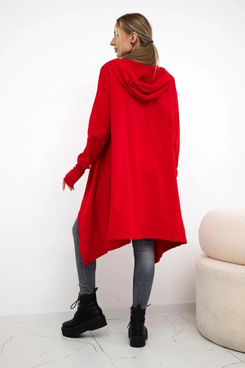 Sweatshirt flared at the bottom 9385 / – Red цвет / color | Lexline Fashion