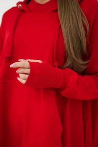 Sweatshirt flared at the bottom 9385 / – Red цвет / color | Lexline Fashion