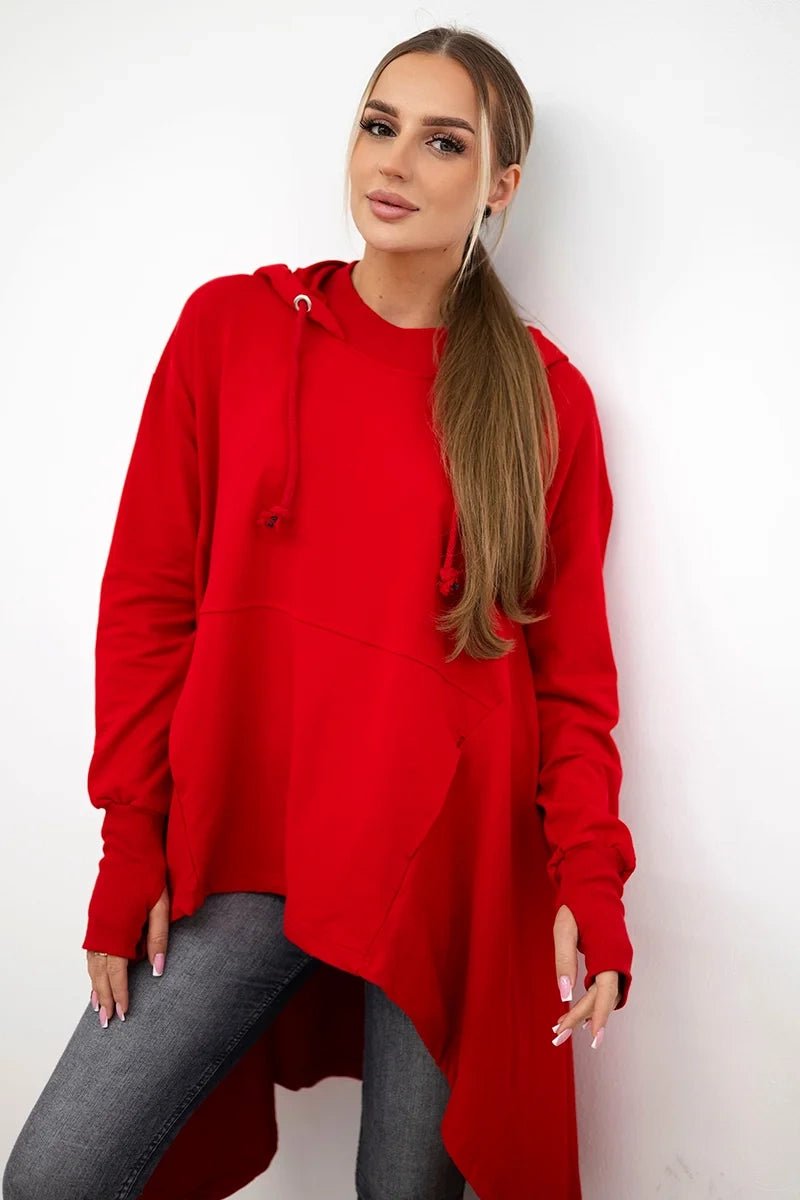 Sweatshirt flared at the bottom 9385 / – Red цвет / color | Lexline Fashion