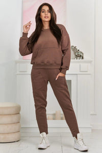 Sweatshirt + pants 9577 / – Mocca цвет / color | Lexline Fashion
