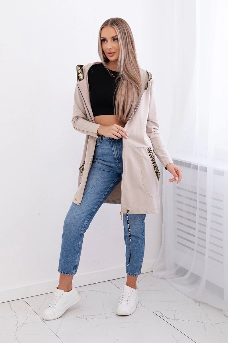 Sweatshirt with a decorative tape 9320 / – Beige цвет / color | Lexline Fashion