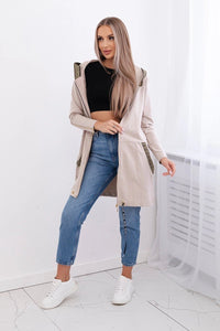 Sweatshirt with a decorative tape 9320 / – Beige цвет / color | Lexline Fashion