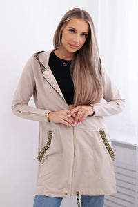 Sweatshirt with a decorative tape 9320 / – Beige цвет / color | Lexline Fashion