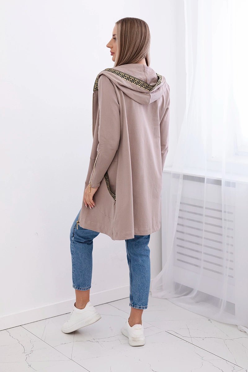 Sweatshirt with a decorative tape 9320 / – Dark || beige цвет / color | Lexline Fashion