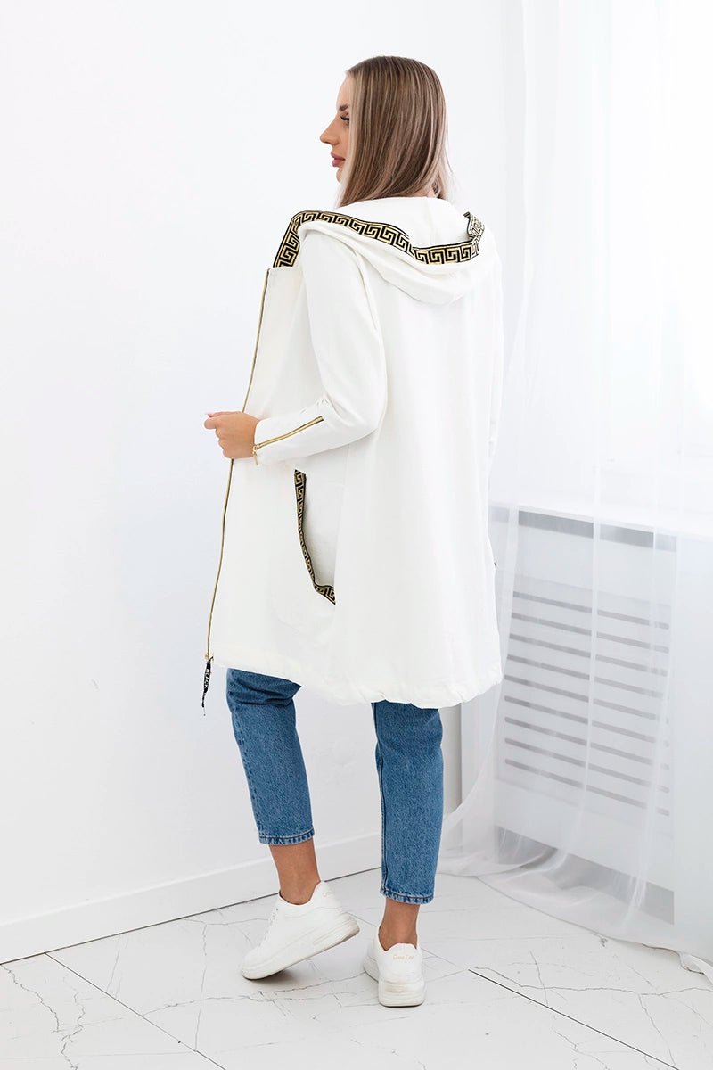 Sweatshirt with a decorative tape 9320 / – Ecru цвет / color | Lexline Fashion